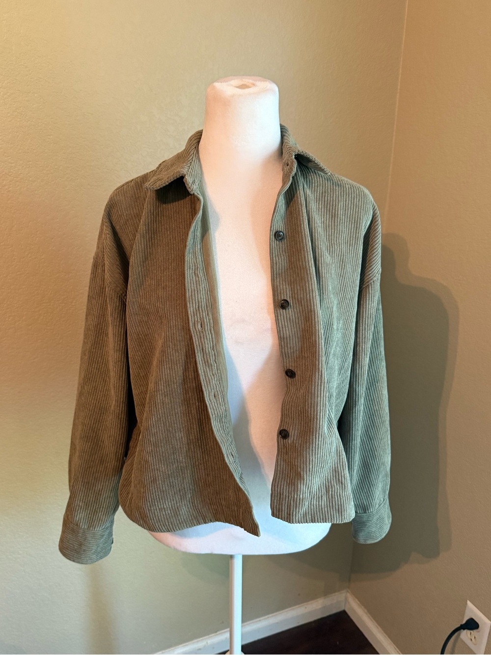 Madewell crop Corduroy Button-Front Jacket - Olive Green